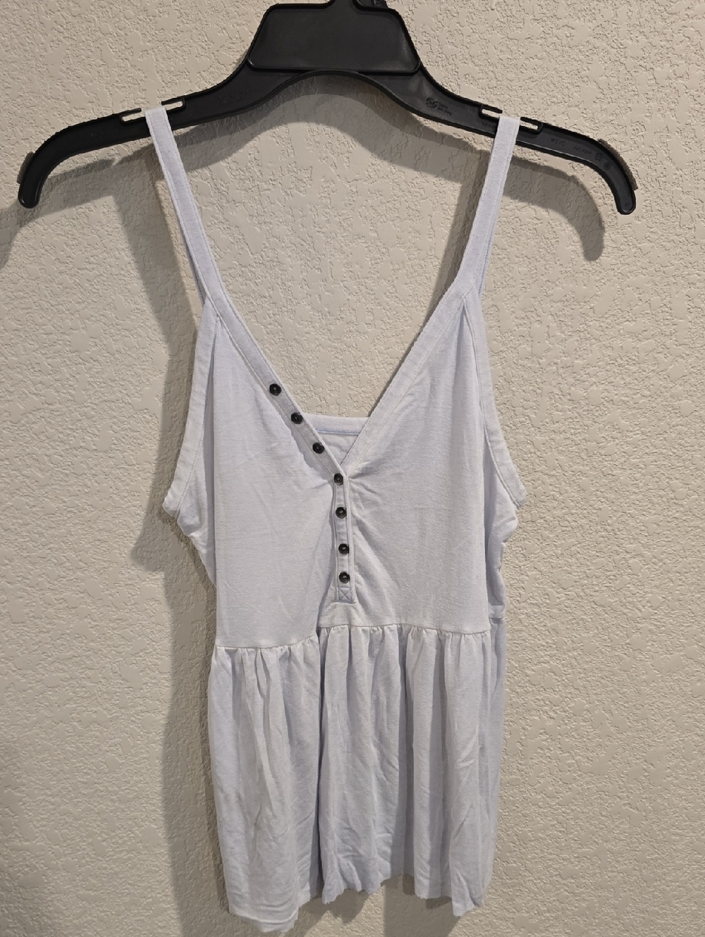 American Eagle Soft & Sexy Henley Peplum Tank Top - Light Blue - Small